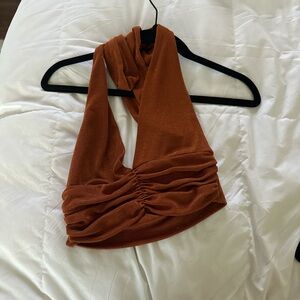 Brown Tie Casual Going Out Top